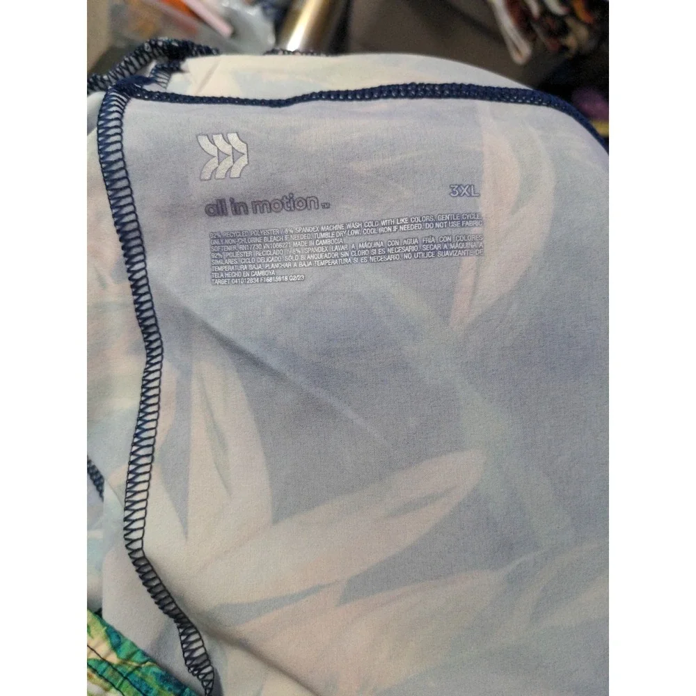 All In Motion Men's 3XL Shorts Hybrid Swim Trunks‎ Big Man Navy Blue Tropical